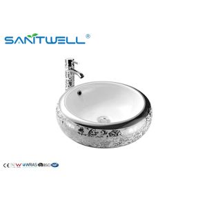 China Sanitary Ware Countertop Ceramic Gold Bathroom Sinks With Faucet Hole on sale