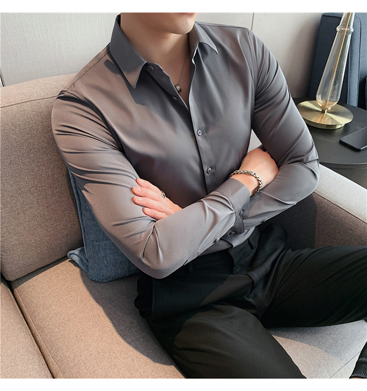 Formal Slim Fit Button Down Dress Shirts for Men Custom Breathable and Solid Colors
