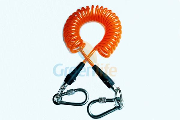 China Orange Coil Tool Lanyard 1.5M Retracted Long For Safety Scaffolding factory