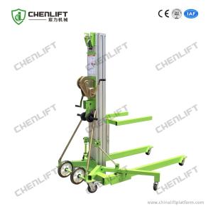 China Portable Single Doorways Manual Material Lift with Swivel Locks factory