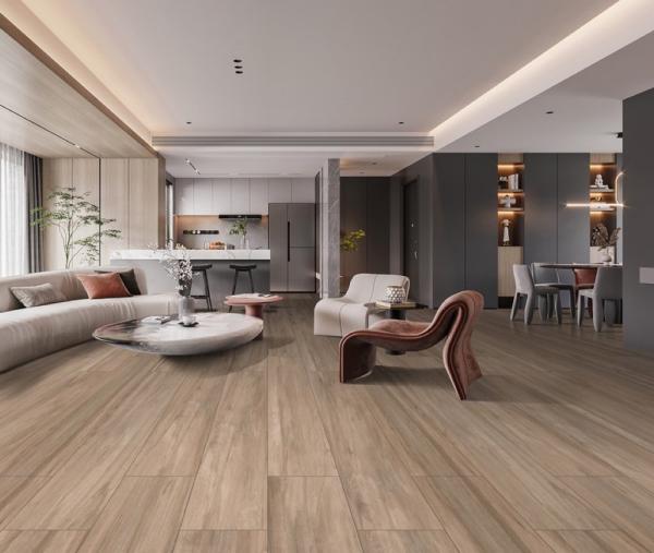 No Fade 250x1500mm Wooden Porcelain Strips And Brown Floor Tiles For Living Room