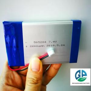 China High Capacity 7.4V Li Polymer Battery 505284 2S1P 2600mah rechargeable li-ion li ion lipo lithium polymer battery factory