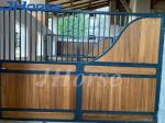 Bamboo Pine Internal Black Powder Coated Metal Horse Stable Stall With Swing