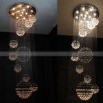 Living Room Stainless Steel Crystal Pendant Light With 20 Head