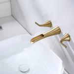 Brass 8In Widespread 2 Handle Bathroom Faucet In Matte Black Gold