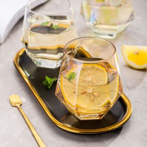 China Stemless Wine Glass Crystal Diamond Shape Wine Glass Cups Transparent on sale