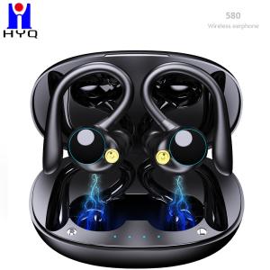 China Black ABS True Wireless Stereo Earphone Factory Wholesale Earhook Style Earbuds factory