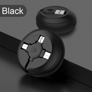 China 2.1A Mobile Phone Cables Retractable Flat 3 In 1 USB Charging Cable Type C Micro Charger factory