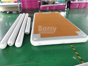 China Drop Stitch PVC Wood Style Inflatable Swim Platform For Boat With Boat Dock Bumper factory