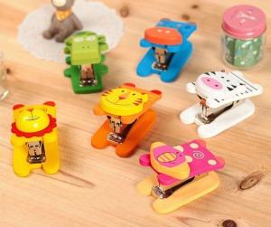 China Animal Wooden Mini stapler Binder Office Cute Kawaii Stationary Zakka factory