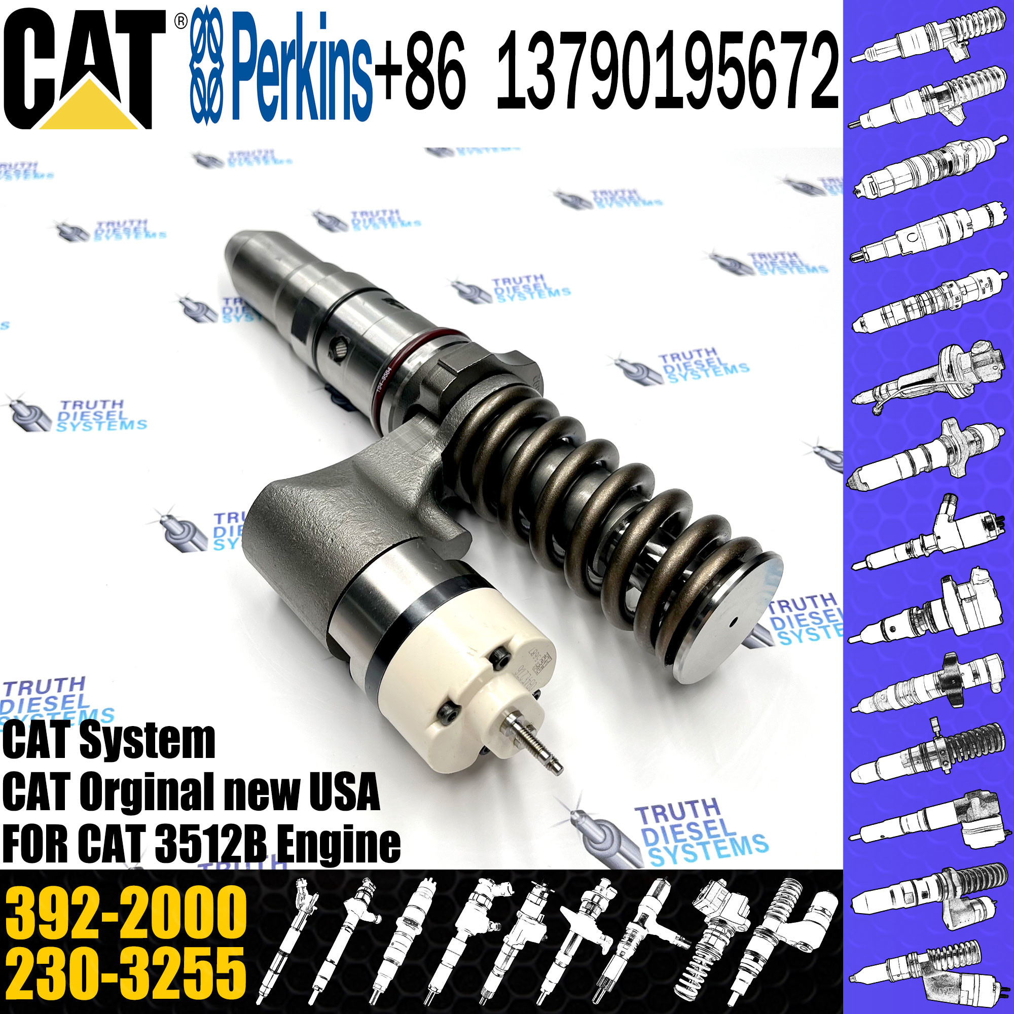 3512B Common Rail Injector 246-1854 392-2000 10R1278 386-1771 10R-2827 20R-3247 389-1969 386-1771 386-1754 For Excavator