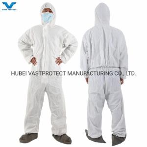China Industrial Safety Disposable Coverall with Anti-Slip Grey Bootcover and Customizable factory