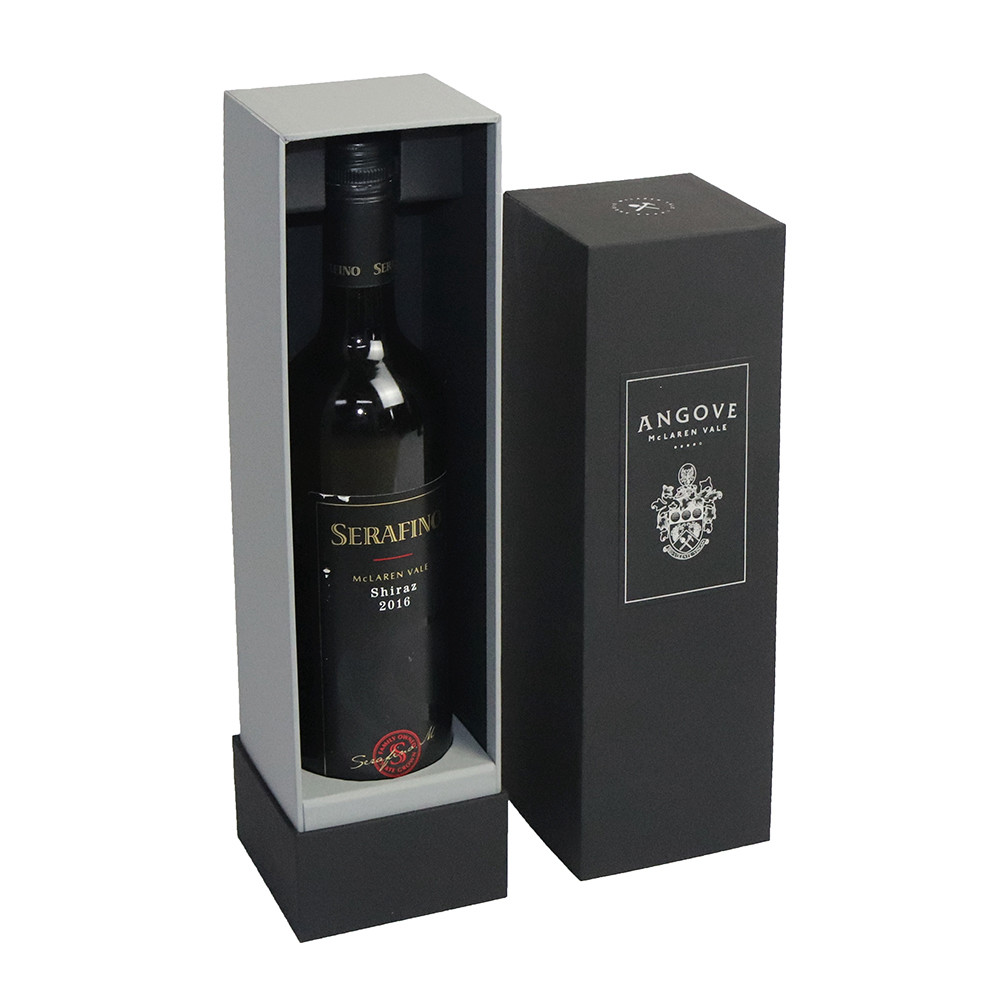 Pantone Color Single Wine Bottle Cardboard Box Shoulder Style With Insert