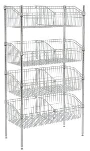 China Silver Chrome Finish Wire Grid Baskets Shelving 8 - Basket Shelving Unit factory