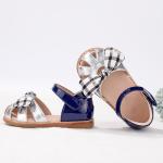 Leather Girls School Shoes Round Toe TPR Sole With Bow Tie