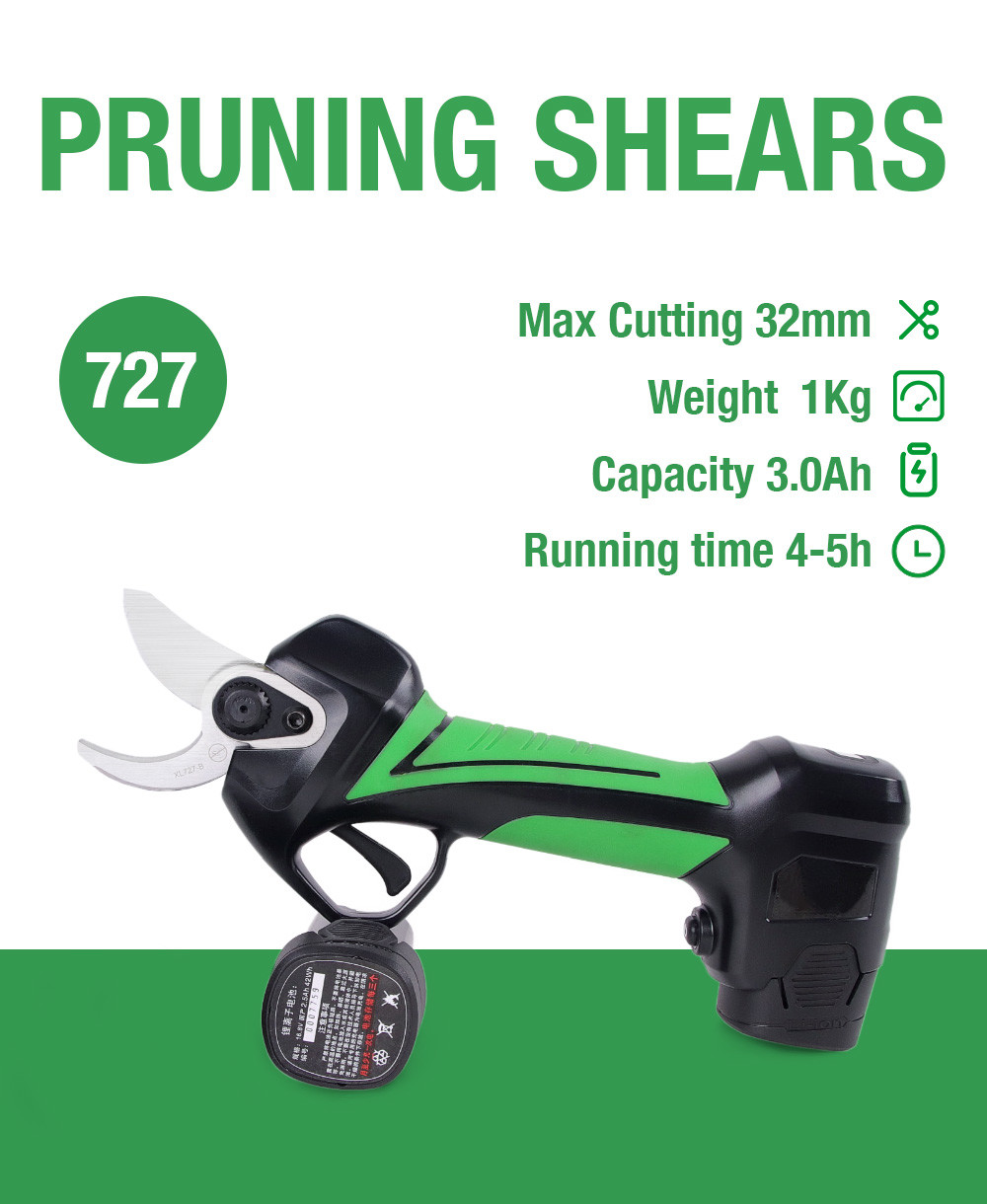 3.2CM Cordless Electric pruning scissors with LED screen cordless pruner
