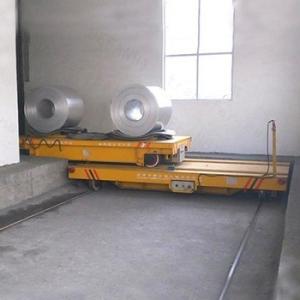 China Large Dimension Busbar Powered Transfer Cart 90 Degree Table For Steel Coils Handling factory
