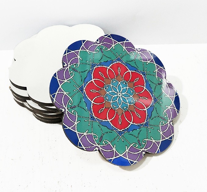 105*105mm Wavy Edge Flower shape Blank Sublimation Ccoasters Hotel And Restaurant Cup Mat