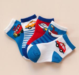 China Jacquard Car Logo Kids Pop Socks , Cartoon Kids Winter Socks Customized Size factory