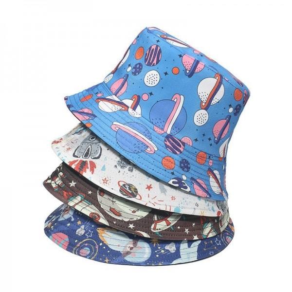 China Space Planet Basin Hat Spaceship Constellation Print Bucket Hat factory