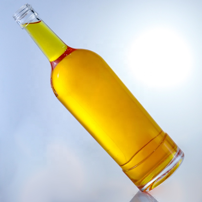 GLASS Collar Round Shaped Empty Glass Bottles 750ml for Tequila Brandy Rum Gin Whisky