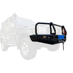 China Toyota LC79 Winch Bull Bar Front Bumper Rear Bumper with Tire Carrier Jerrycan Holder 20kg factory