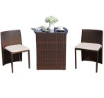 3Pcs Rattan Patio Dining Table And Chairs Leisure Patio Furniture Set Outdoor