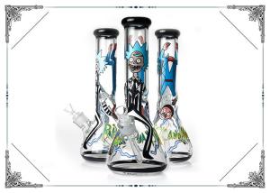 China Beaker Bong 7MM Thick Glass Smoking Pipes Cool Rick And Morty On Glass Water Bongs factory