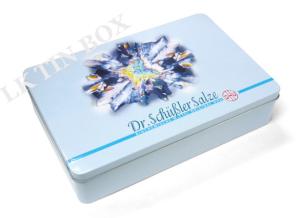 China Christmas Blue Rectangular Tin Box For Chocolate Cookie Gift Promotions factory