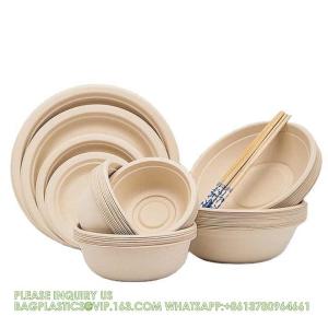 China 12oz 24oz 32 Oz Sugarcane Bagasse Biodegradable Disposable Compostable Round Paper Salad Soup Bowl With Lid Sugar Cane factory