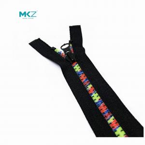 China Colorful Teeth #8 Plastic Zippers For Jackets Black Puller on sale
