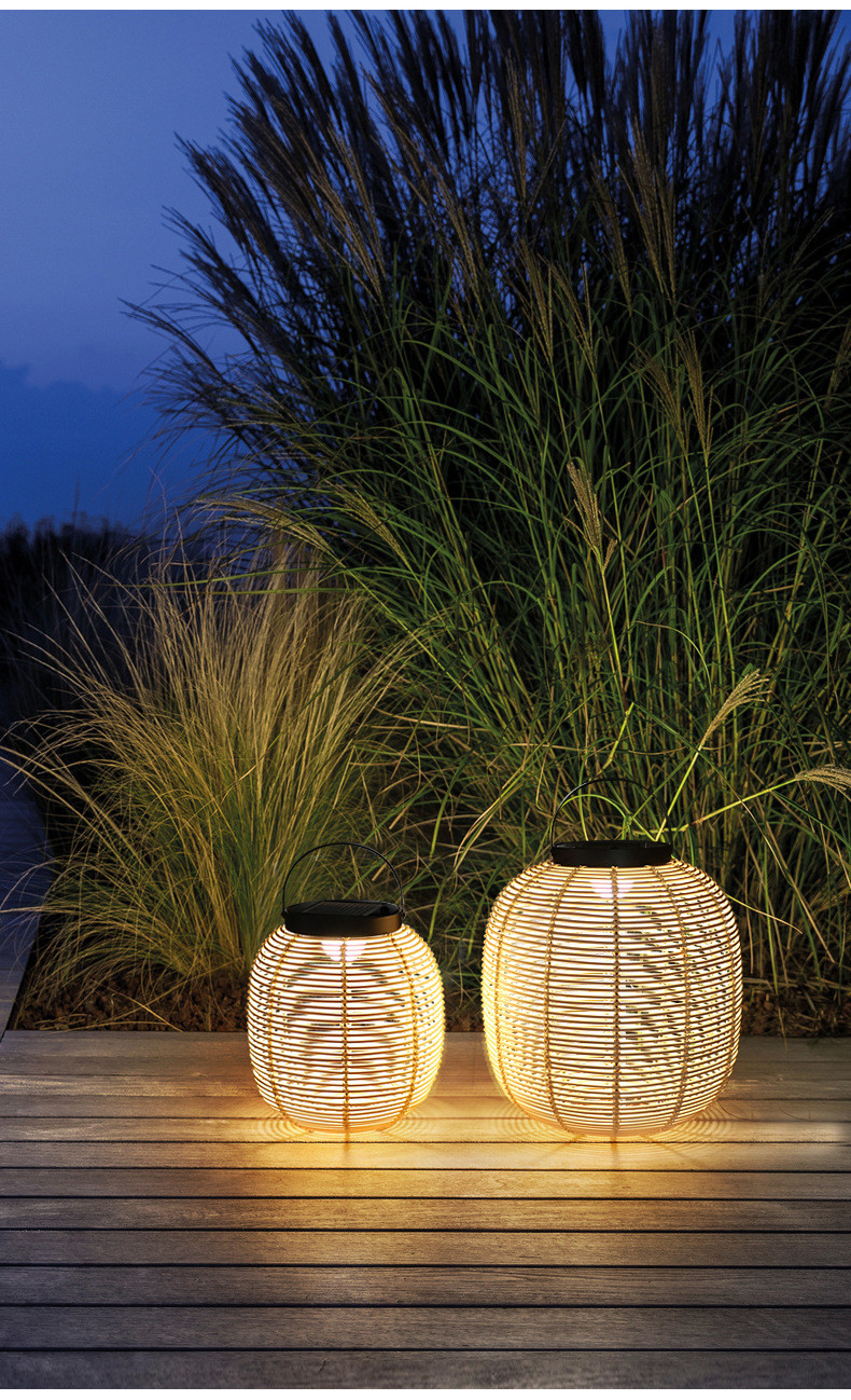 Outdoor Rattan Decorative Portable Waterproof Floor Lamp Solar Garden Light