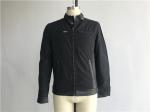 Menswear Black Nylon And Pleather Biker Jacket Metal Zip Through TW59970