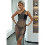 Radiant Stardust: MULTI METALLIC MAXI DRESS with Crystal Embellishments Sparkle