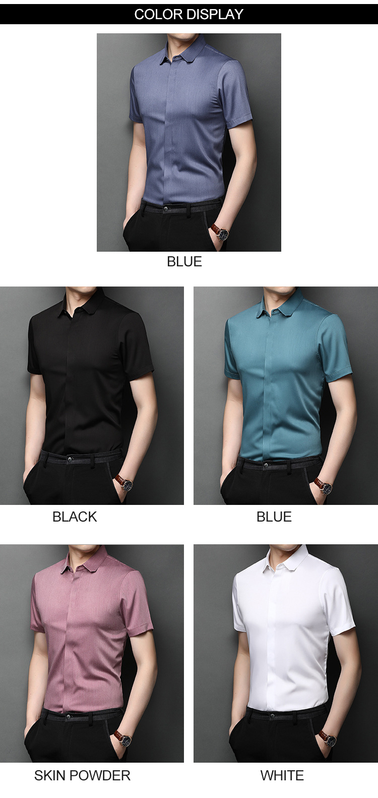 Printed Summer Short-Sleeved Shirt for Men Slim-Fit Ice Silk Cotton Casual Shirt