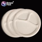 Online shopping high quality disposable food cornstarch plastic plate with 3