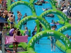 China Inflatable slide the city factory