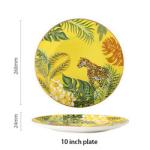 Jungle Animal Pattern Ceramic Plate Set Round European Style For Home Party