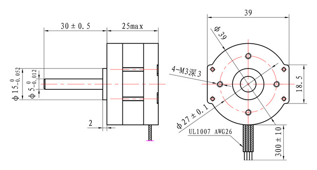 39mm Cycle 120mN.M Four Wire Stepper Motor 2 Phase NEMA 16 CE RoHS DC Motors