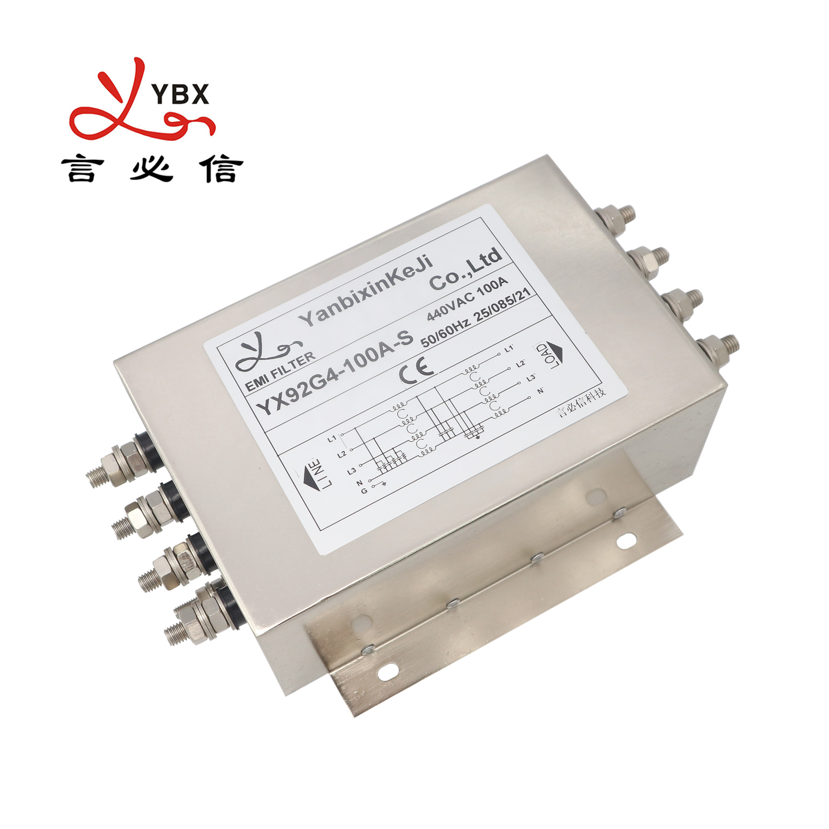 YX92G4 High Current Three Phase EMI Filter Four Line EMI Suppression Filter For SMPS