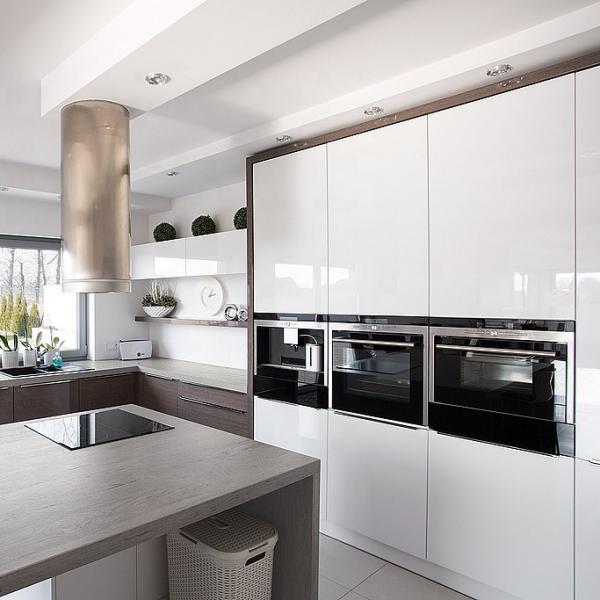 20mm High Gloss Island Kitchen Cabinets Units With Island Grey Carcase