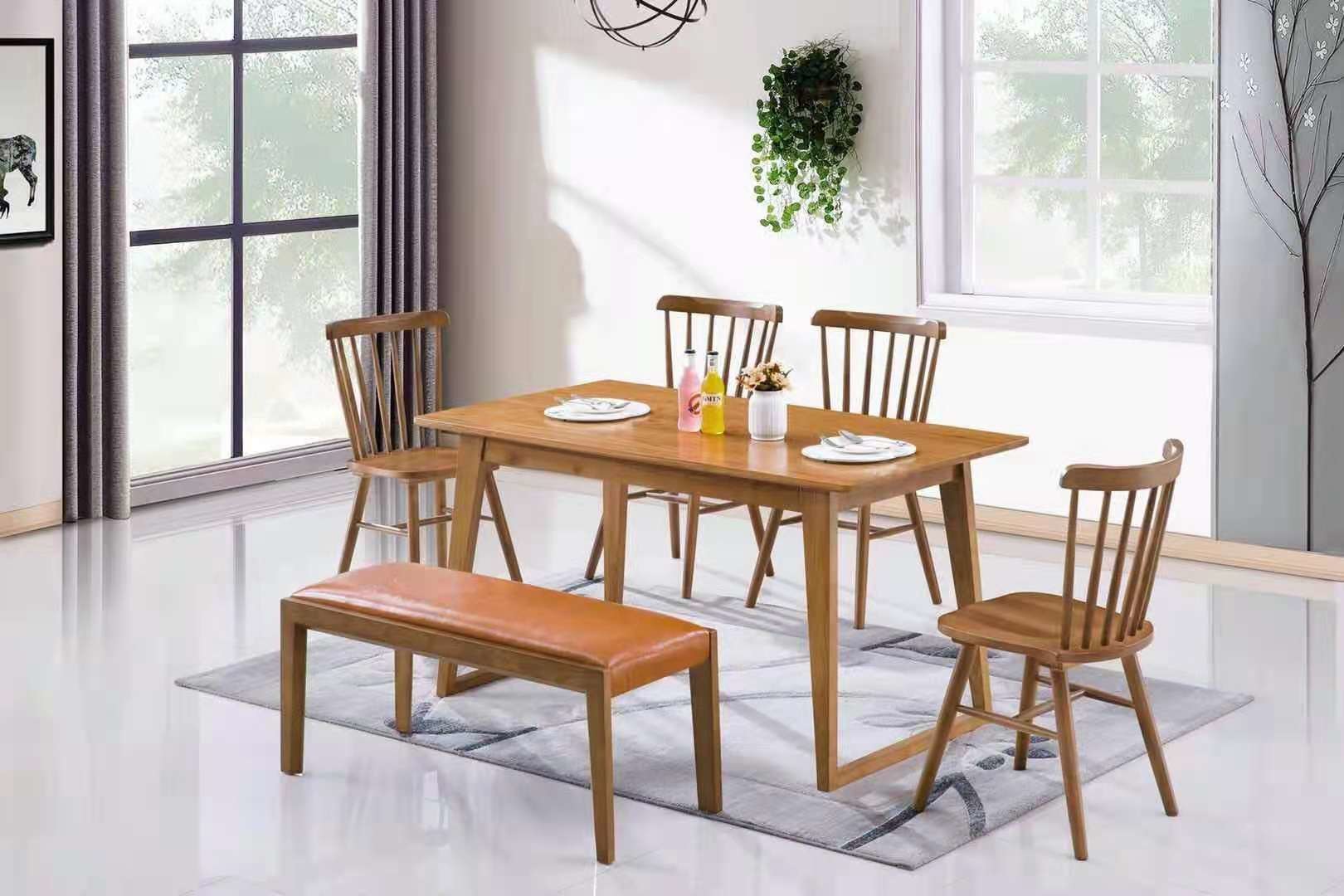 Stackable Cafeteria Antique Oak Dining Chairs With Leather Seat