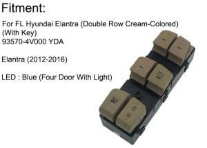 China Auto Power window switch Front Left Dou'ble row cream-colored for Hyundai Elantra four door with light OE 93570-4V000YDA factory