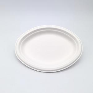 China Heavy Duty Party Biodegradable Bagasse Tableware Plates Oval Shape factory