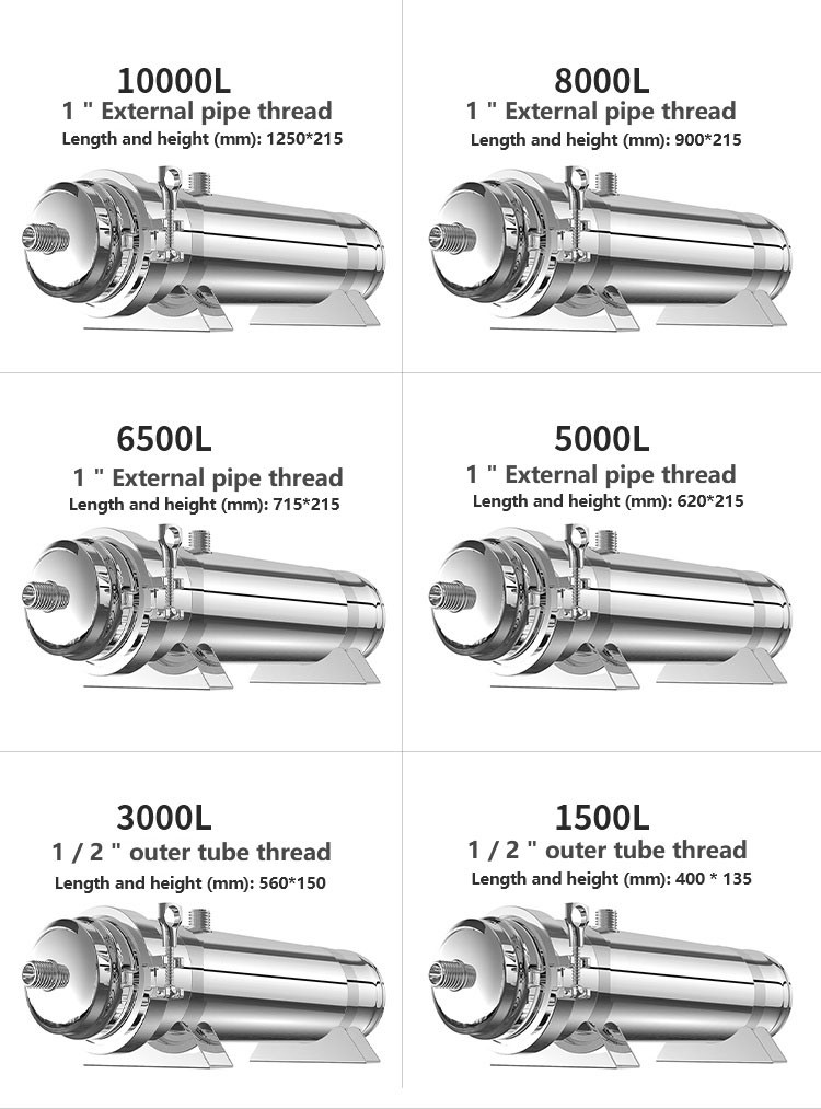 1500L-10000L Family Hotel Factory Tap Water Groundwater Filter Stainless Steel Water Purifier