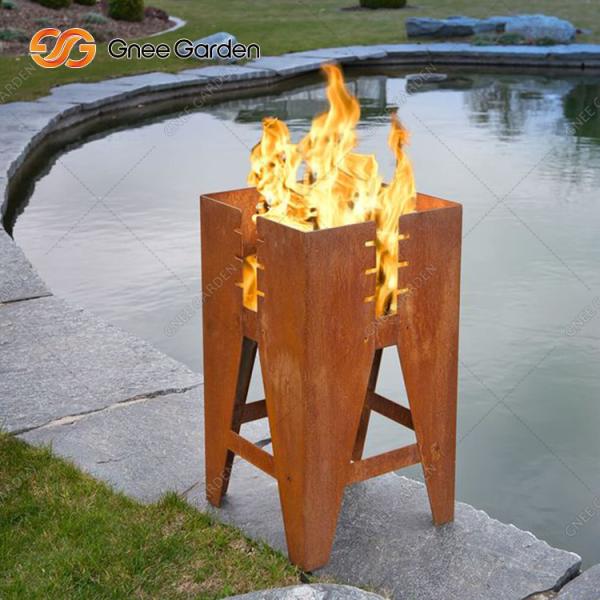 Square Round Burning Corten Steel Bowl Portable Outdoor Garden Patio Fire Pit
