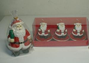 China Xmas paraffin material santa claus candle handmade drawing with gift box package factory