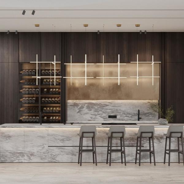 Contemporary High Gloss Wood Laminate Kitchens Cupboard Cabinet Factory
