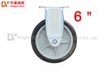 PU Grey Directional Industrial Caster Wheels , 6 Inch Heavy Duty Rubber Caster