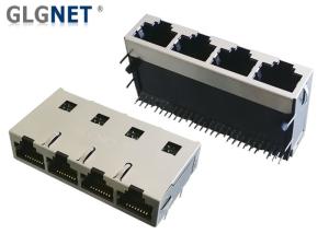 China Side Entry Rj45 Female Connector 4 Ports Through Hole Mounting Type factory